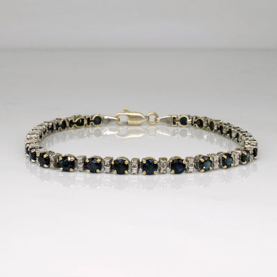 Sapphire & Diamond Tennis Bracelet | 4.25ctw, 0.01ctw | 7.5