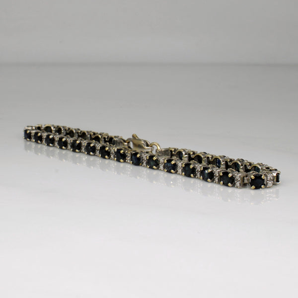 Sapphire & Diamond Tennis Bracelet | 4.25ctw, 0.01ctw | 7.5