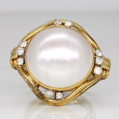 Mabe Pearl & Diamond Cocktail Ring | 0.30ctw | SZ 6.75 |