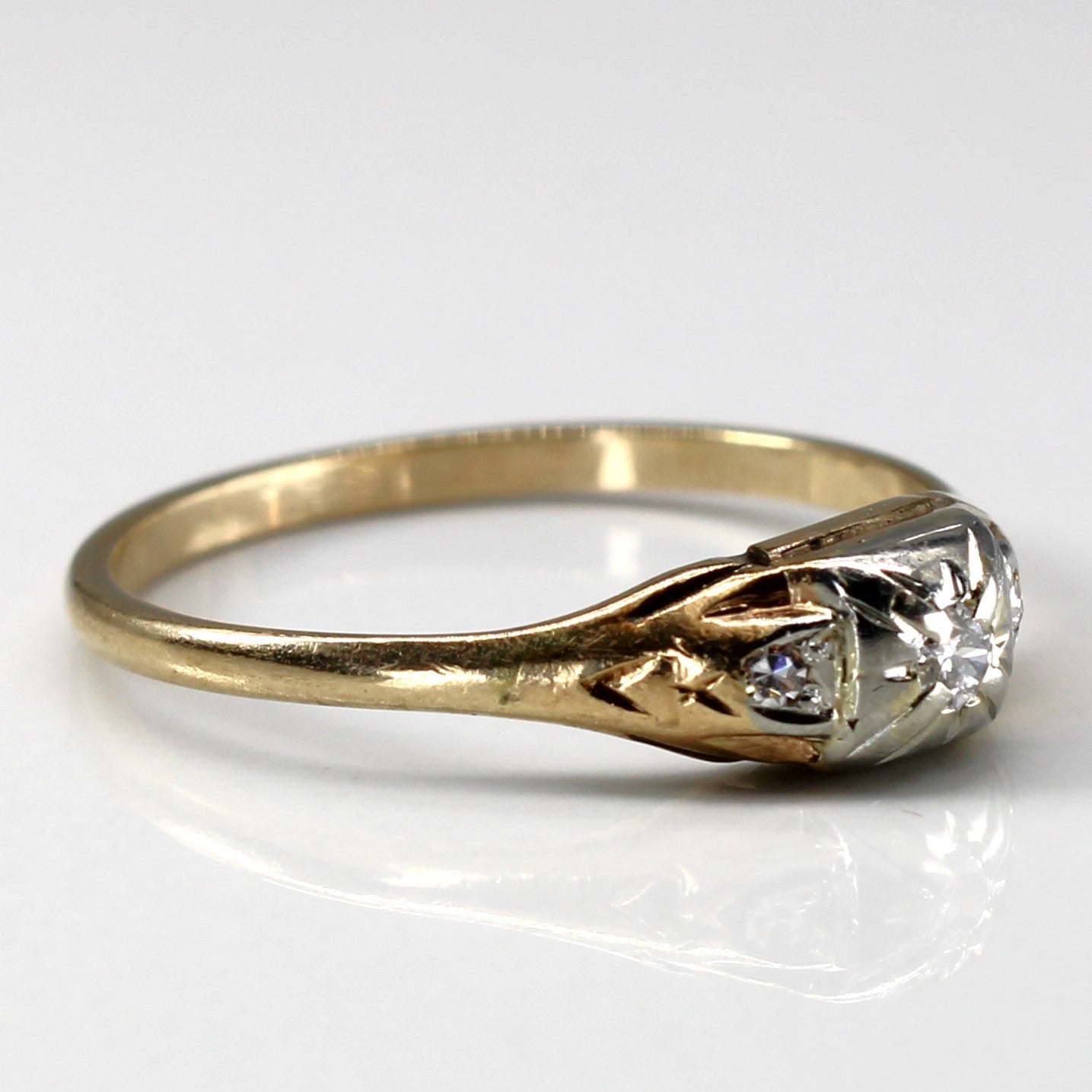 Three Stone Diamond Vintage Ring | 0.06ctw | SZ 7.75 |