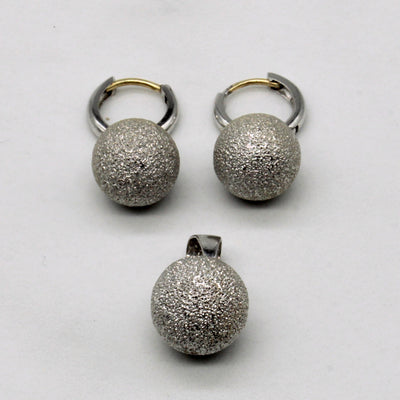 14k White Gold Earring & Pendant Set