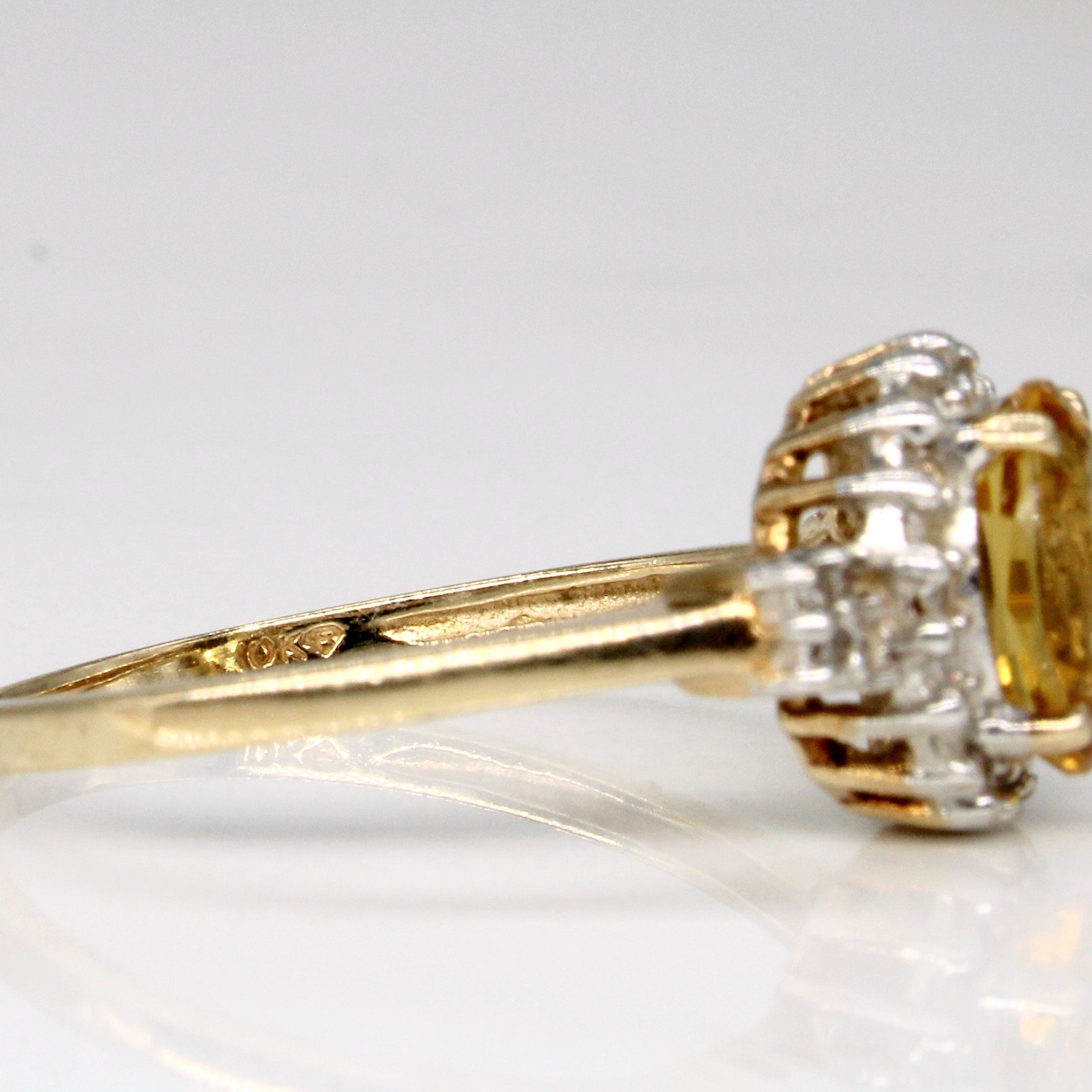 Citrine & Diamond Halo Ring | 1.10ct, 0.08ctw | SZ 7.75 |