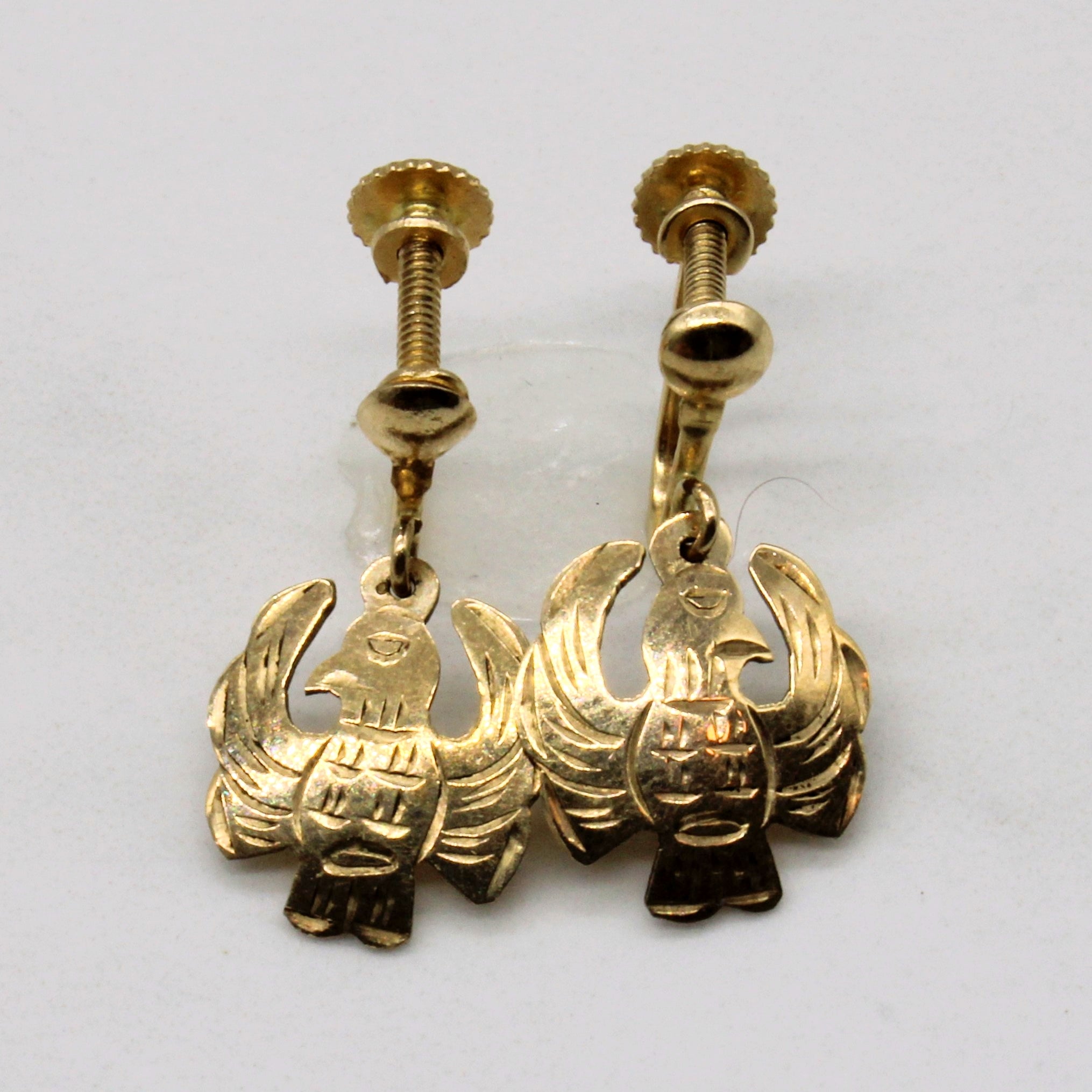 14k Yellow Gold Indigenous Clip On Earrings