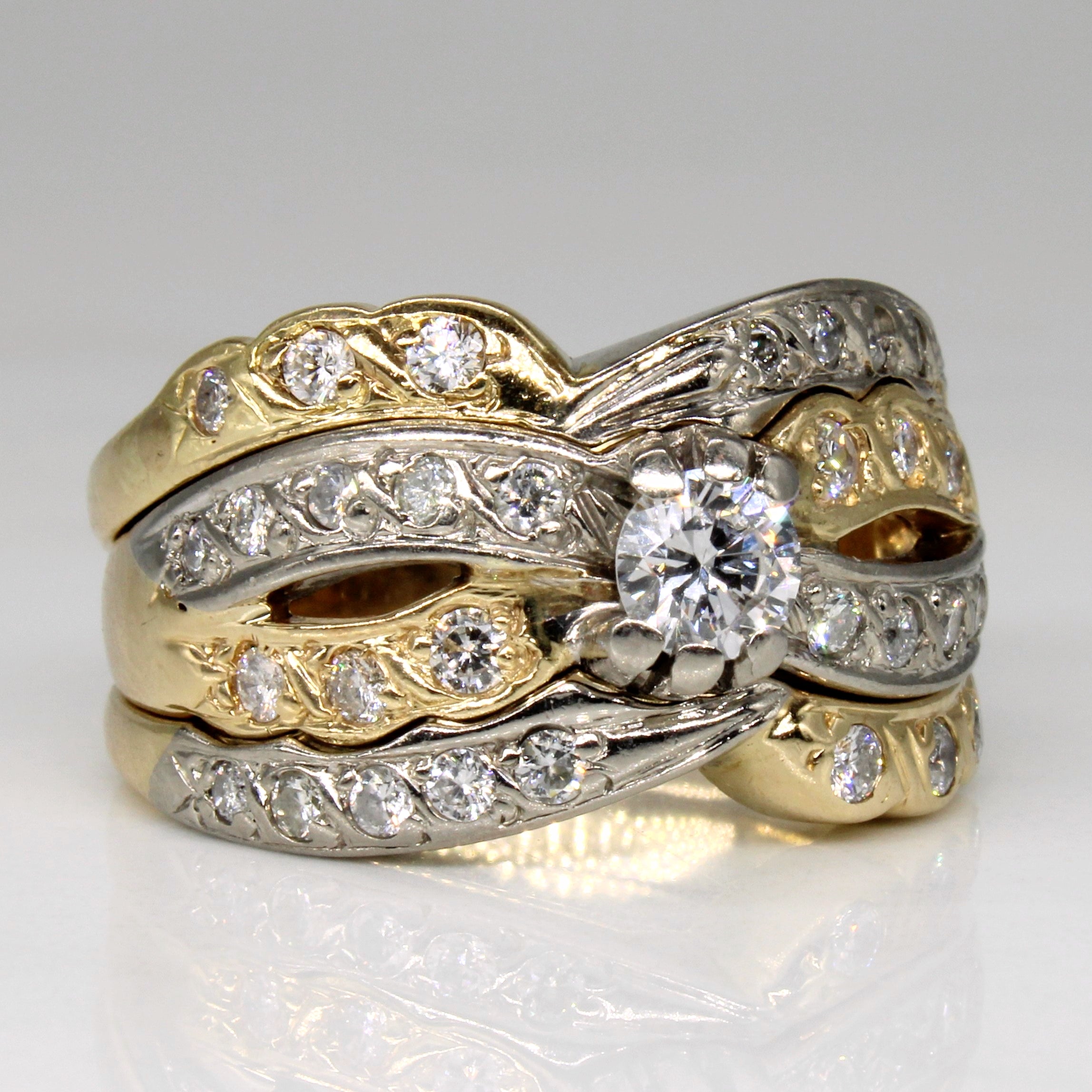 Diamond Wedding Ring Set | 0.91ctw | SZ 7.5 |