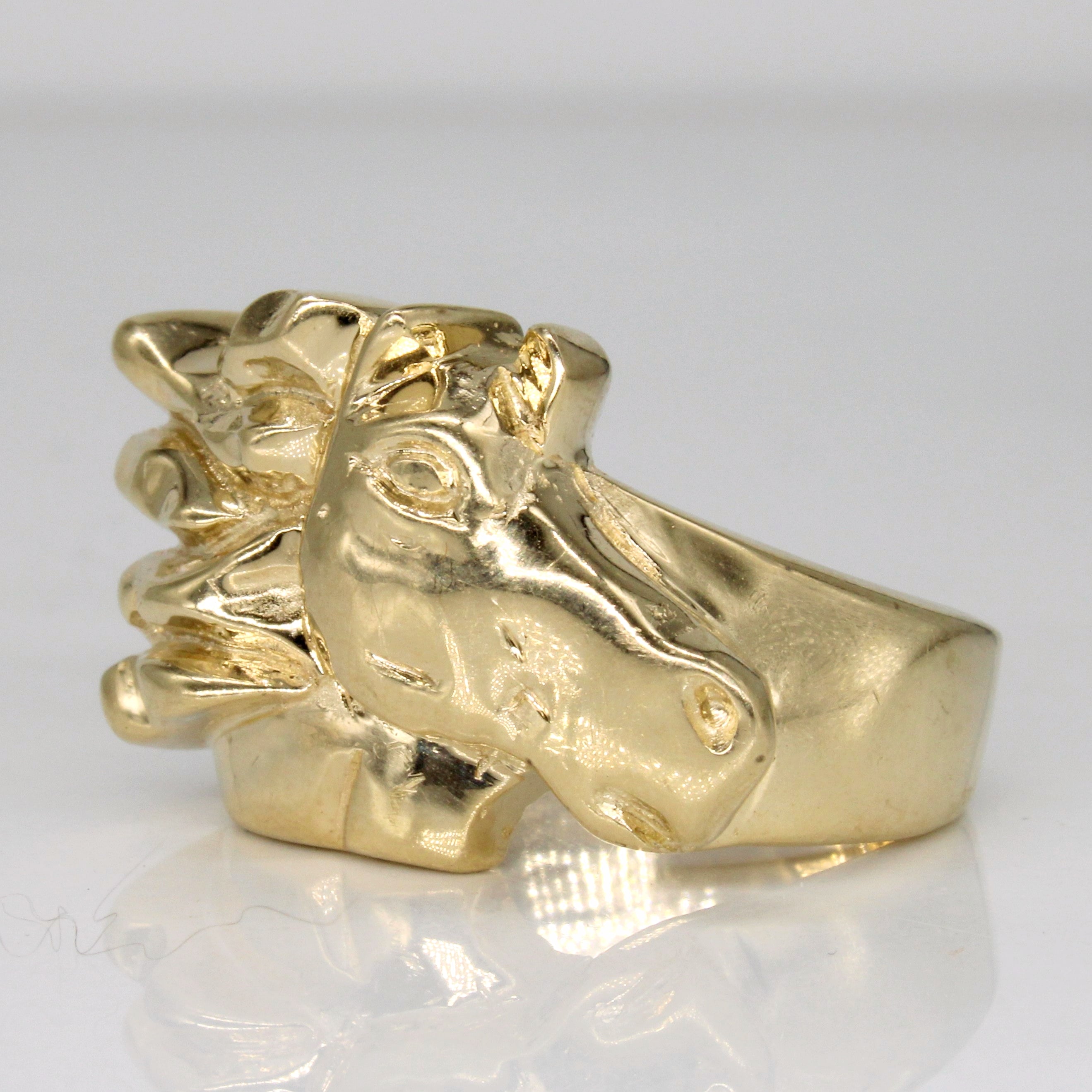 14k Yellow Gold Horse Ring | SZ 11 |