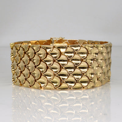Vintage Italian 18k Yellow Gold Fish Scale Bracelet | 7.5