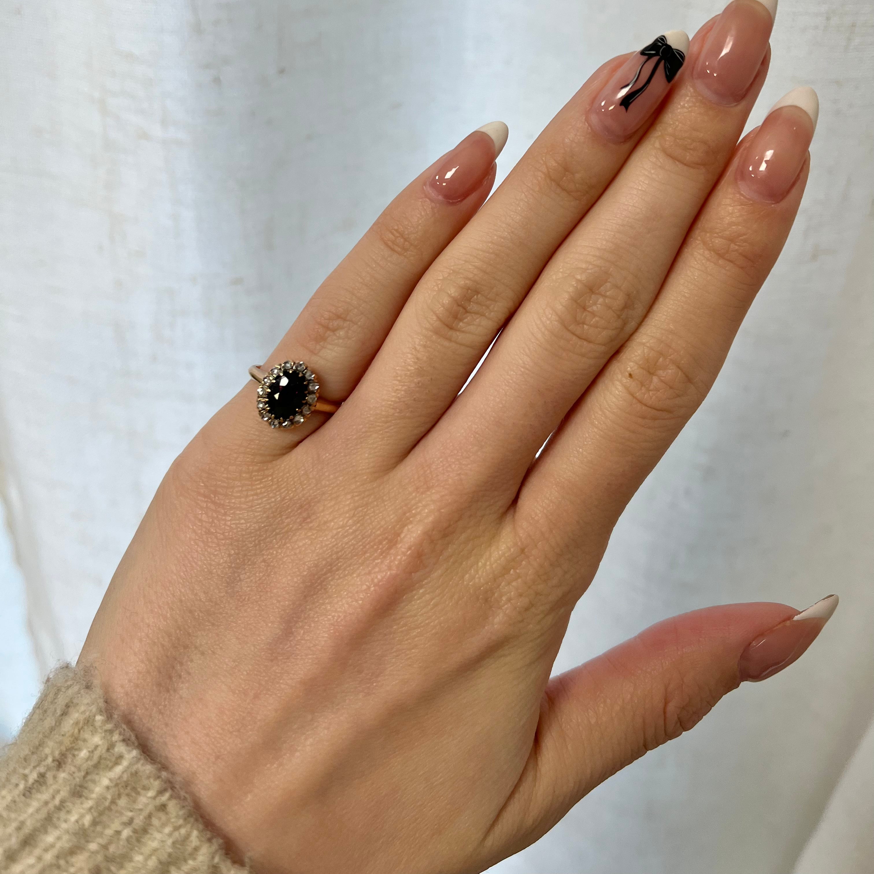 Garnet Topped Doublet & Diamond Halo Ring | 0.60ct, 0.15ctw | SZ 3.25 |