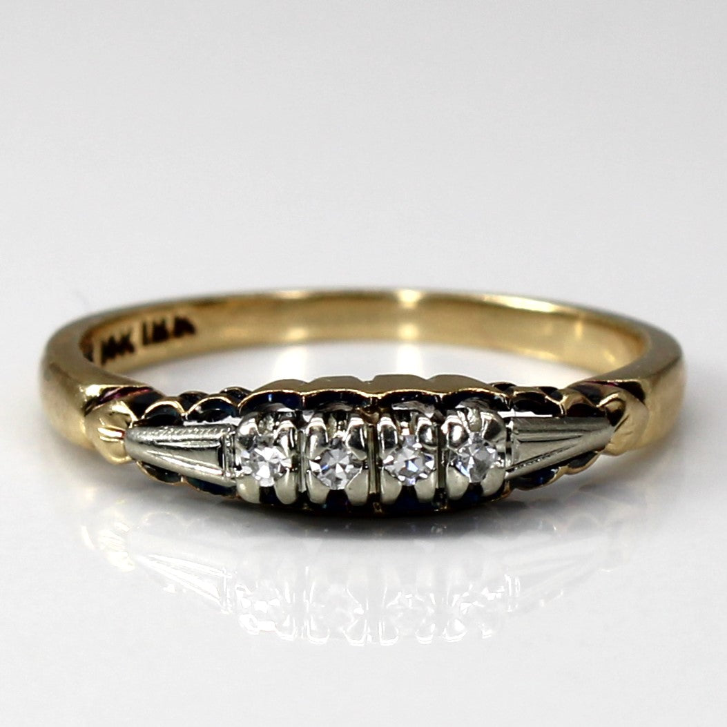 Bague à quatre diamants | 0,04 ct au total | Taille 6 | 