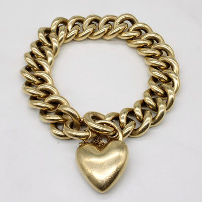 Vintage 1977 9k Yellow Gold Heart Closure Bracelet | 8