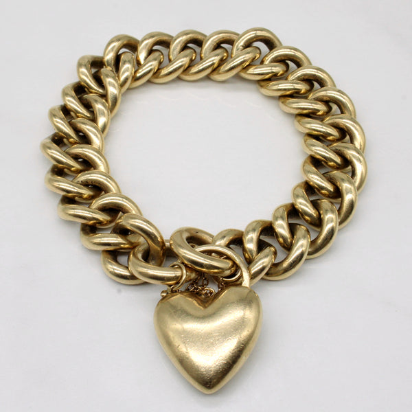 9k Yellow Gold Heart Closure Bracelet | 8