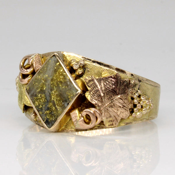 9k Two Tone Gold Bearing Quartz Ring | SZ 11 |