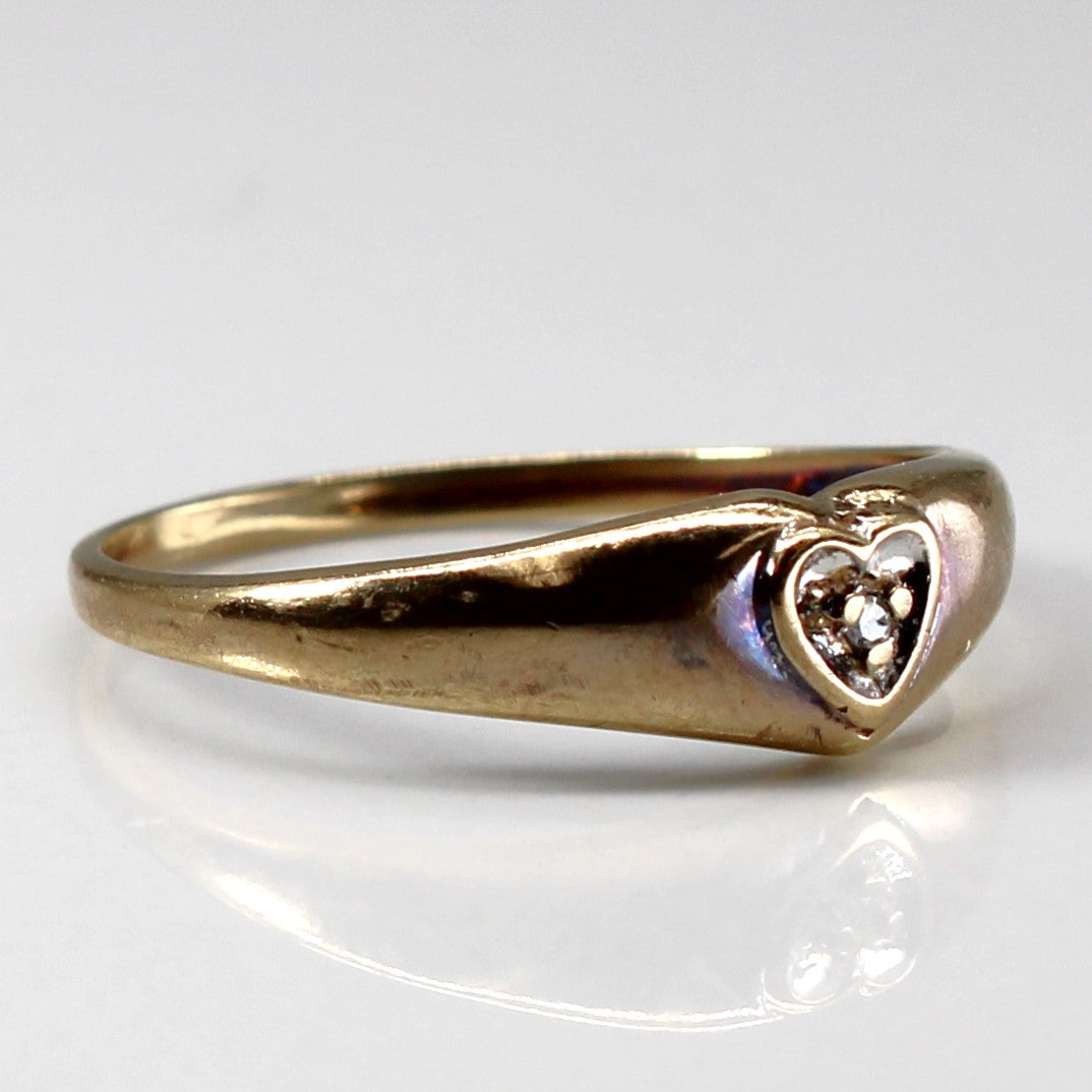 Bague en or en forme de cœur avec diamant | 0,005 ct | Taille 6,75 | 