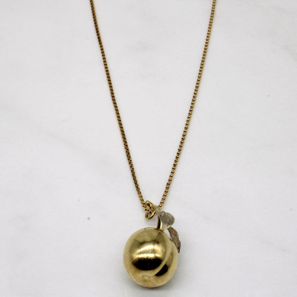 14k Two Tone Gold Apple Pendant & Necklace | 20