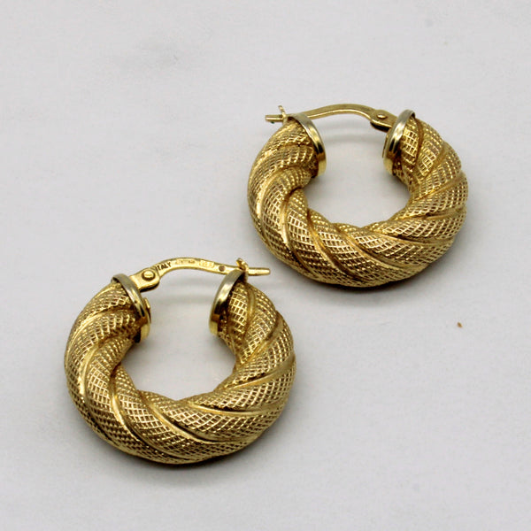 14k Yellow Gold Twist Hoop Earrings