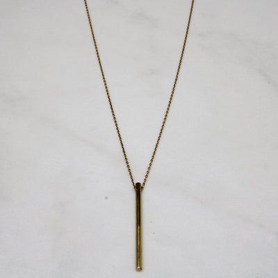 18k Yellow Gold Column Pendant & Necklace | 18