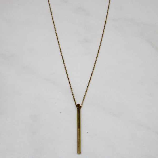 18k Yellow Gold Colum Pendant & Necklace | 18