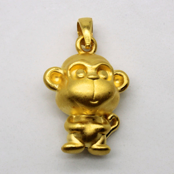 24k Yellow Gold Monkey Pendant