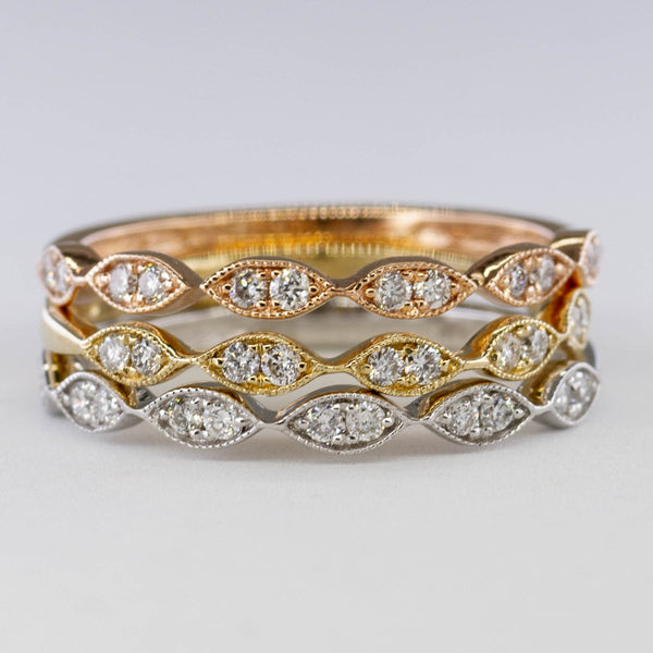 '100 Ways' Art Deco Inspired Wedding Bands | Options Available | 0.15ctw |