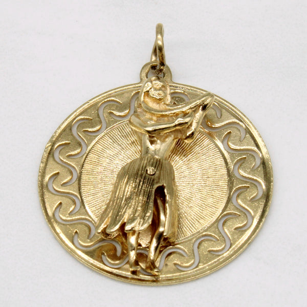 14k Yellow Gold Hula Girl Pendant