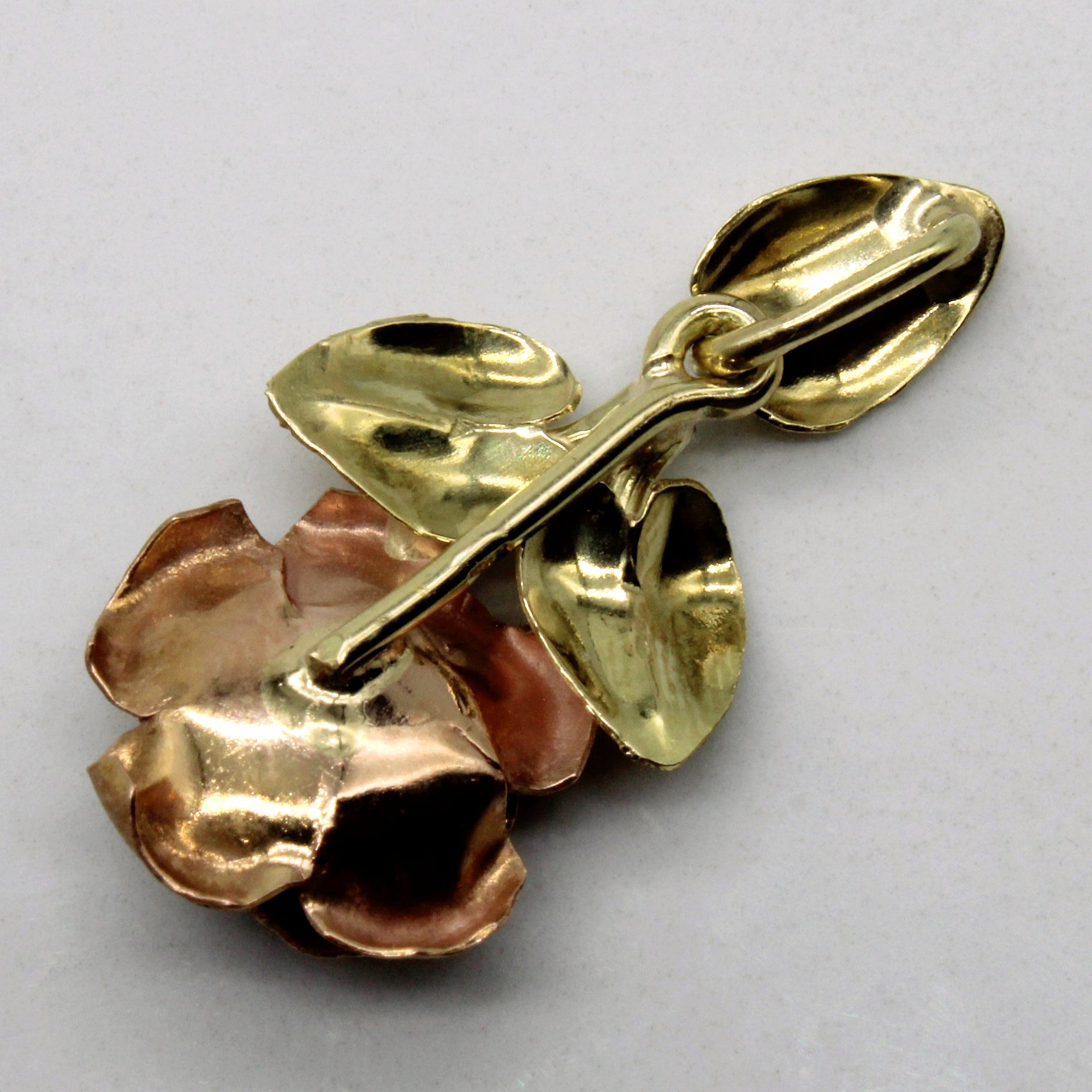 14k Two Tone Gold Rose Pendant