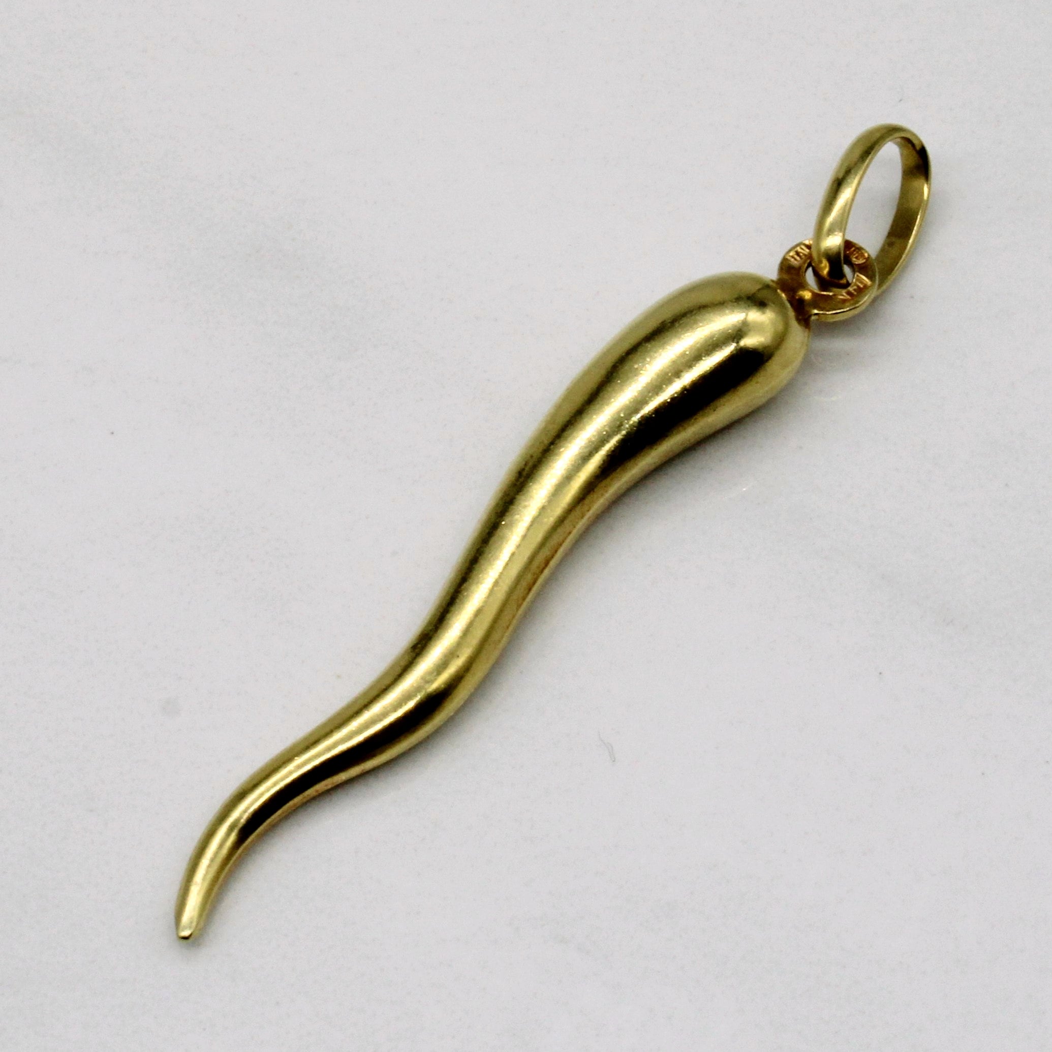 14k Yellow Gold Corno Charm