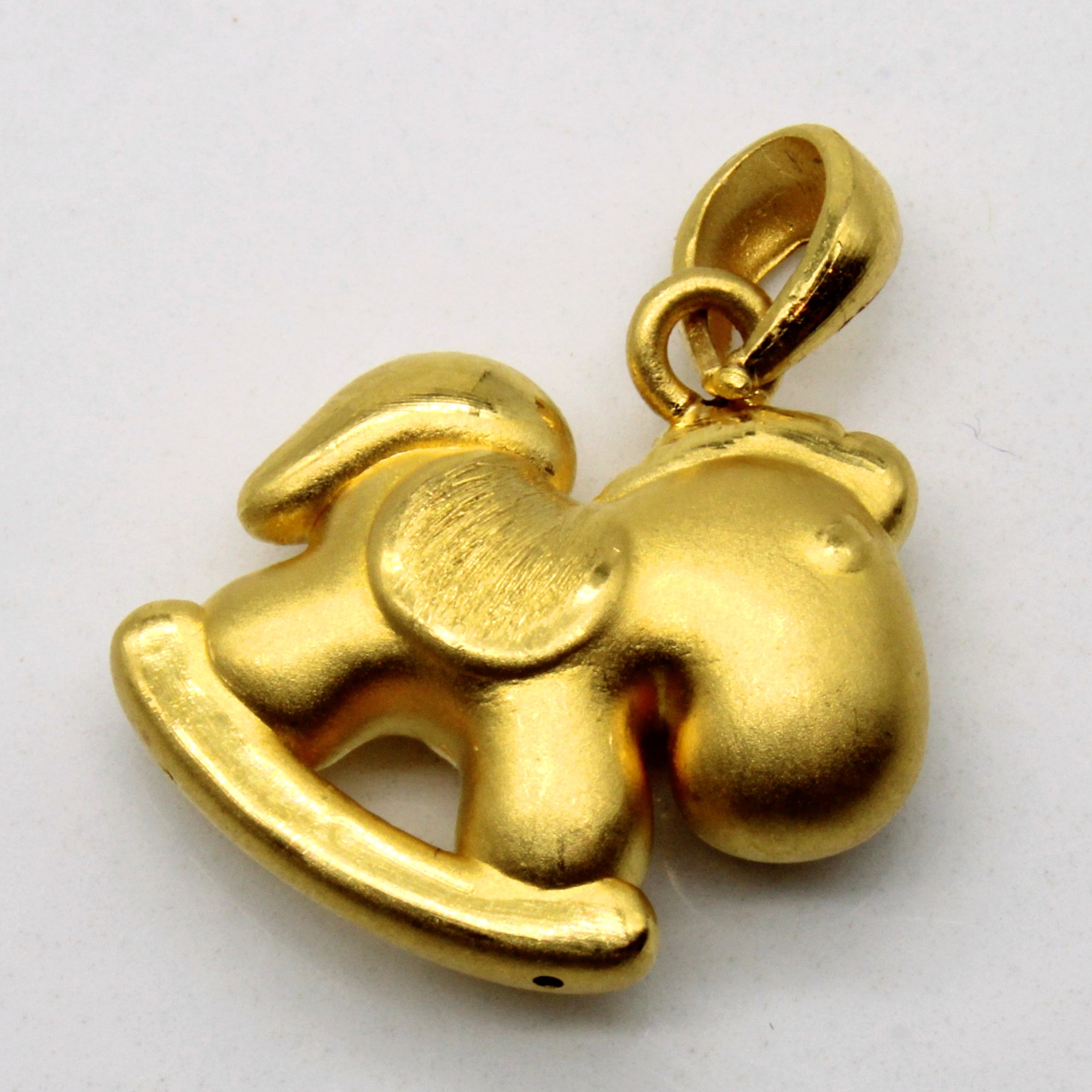 24k Yellow Gold Rocking Horse Pendant