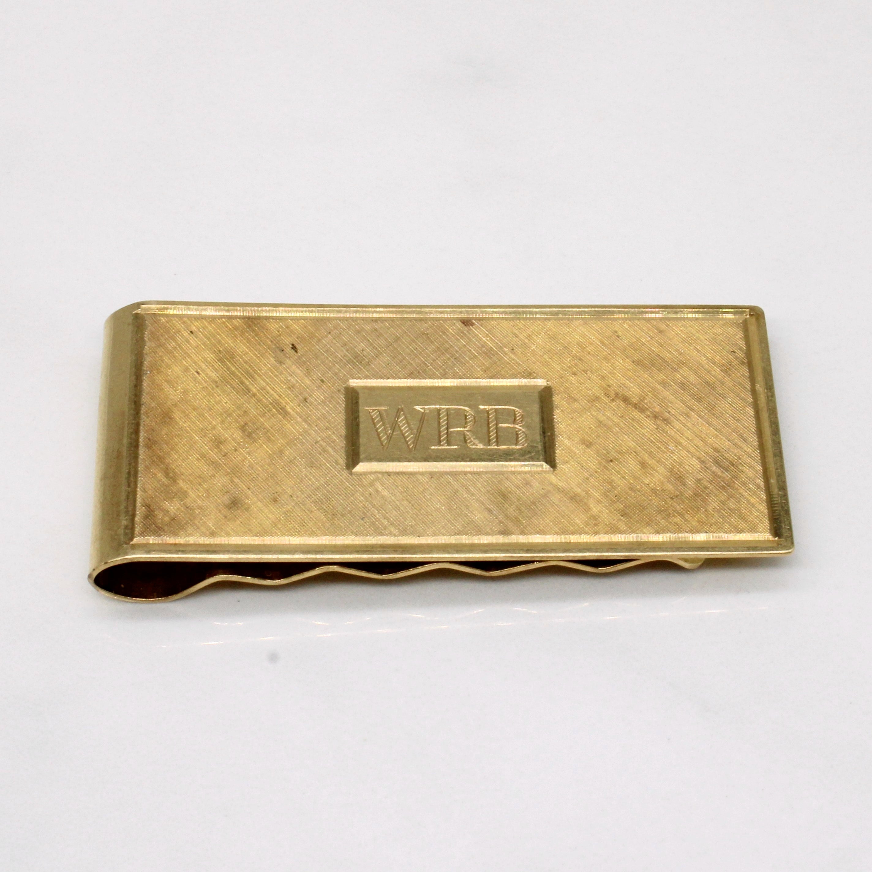 14k Yellow Gold 'WRB' Initial Money Clip