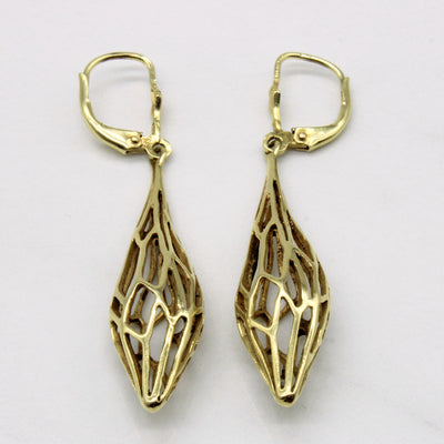 14k Yellow Gold Drop Cage Earrings
