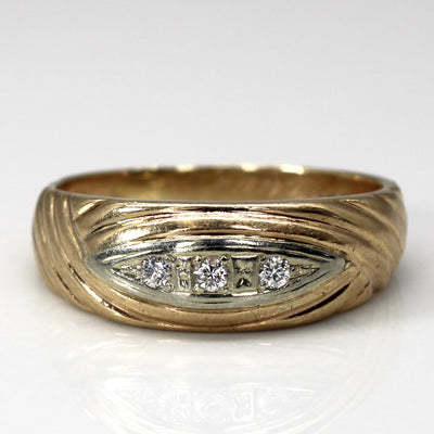 Three Stone Diamond Textured Band | 0.06ctw | SZ 9 |