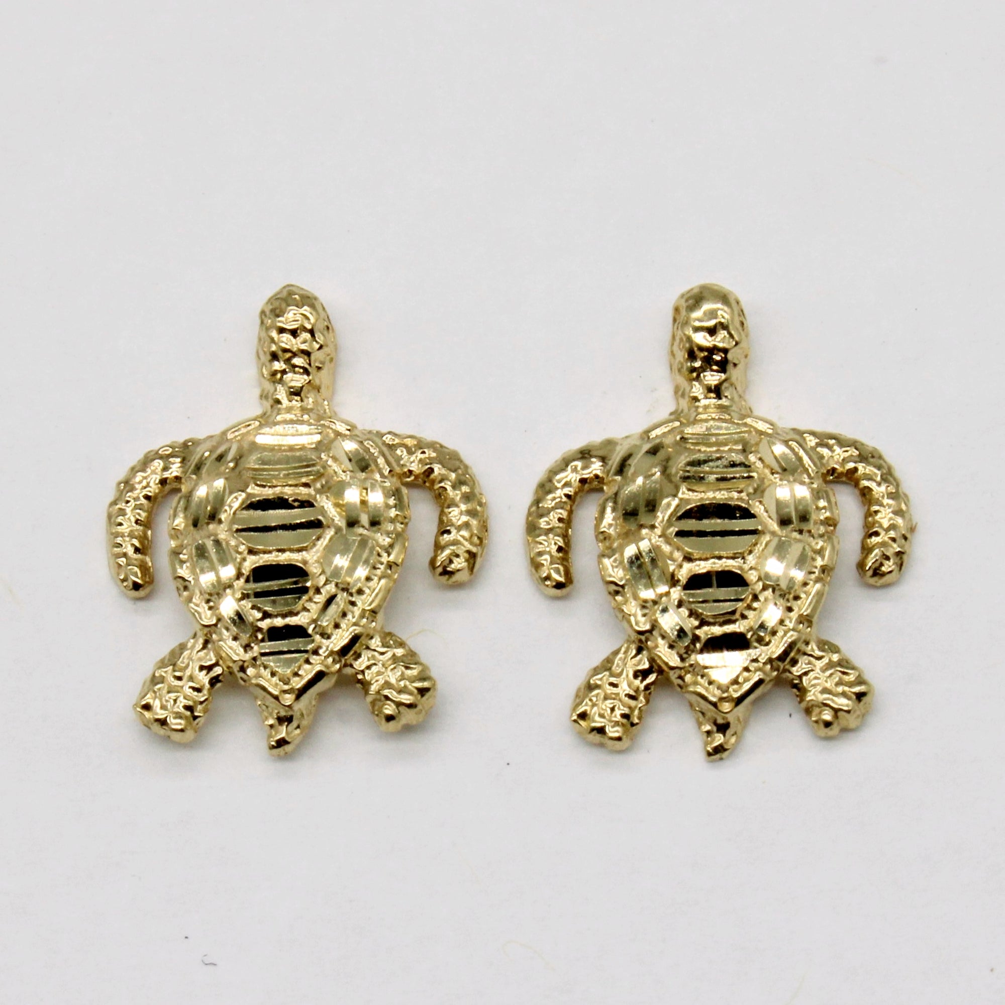 14k Yellow Gold Turtle Earrings