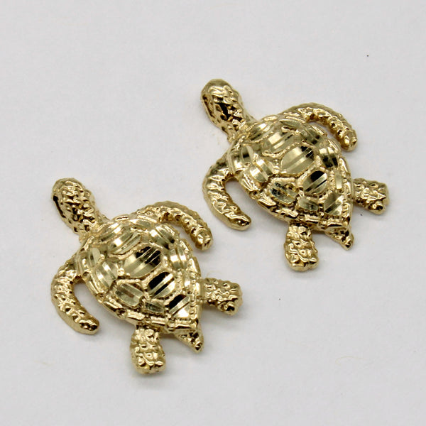 14k Yellow Gold Turtle Earrings