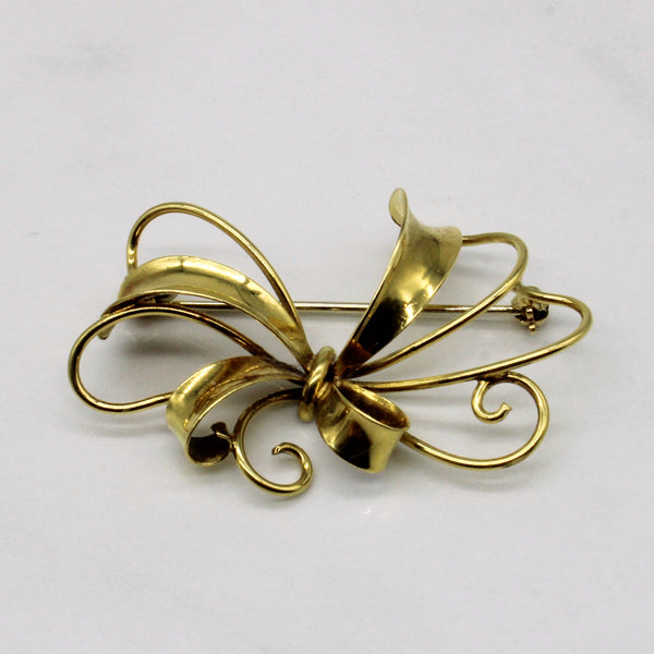 18k Yellow Gold Bow Brooch