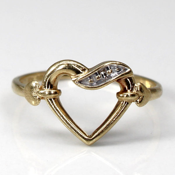Diamond Heart Design Gold Ring | 0.005ct | SZ 5.75 |