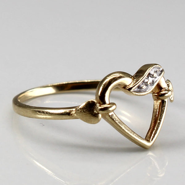 Diamond Heart Design Gold Ring | 0.005ct | SZ 5.75 |