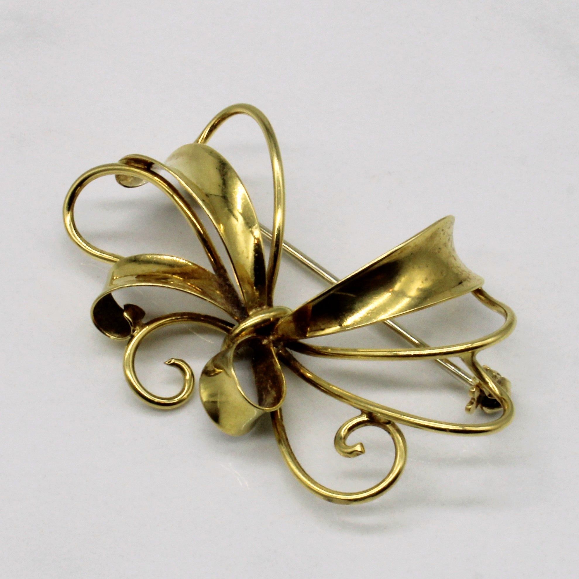 18k Yellow Gold Bow Brooch