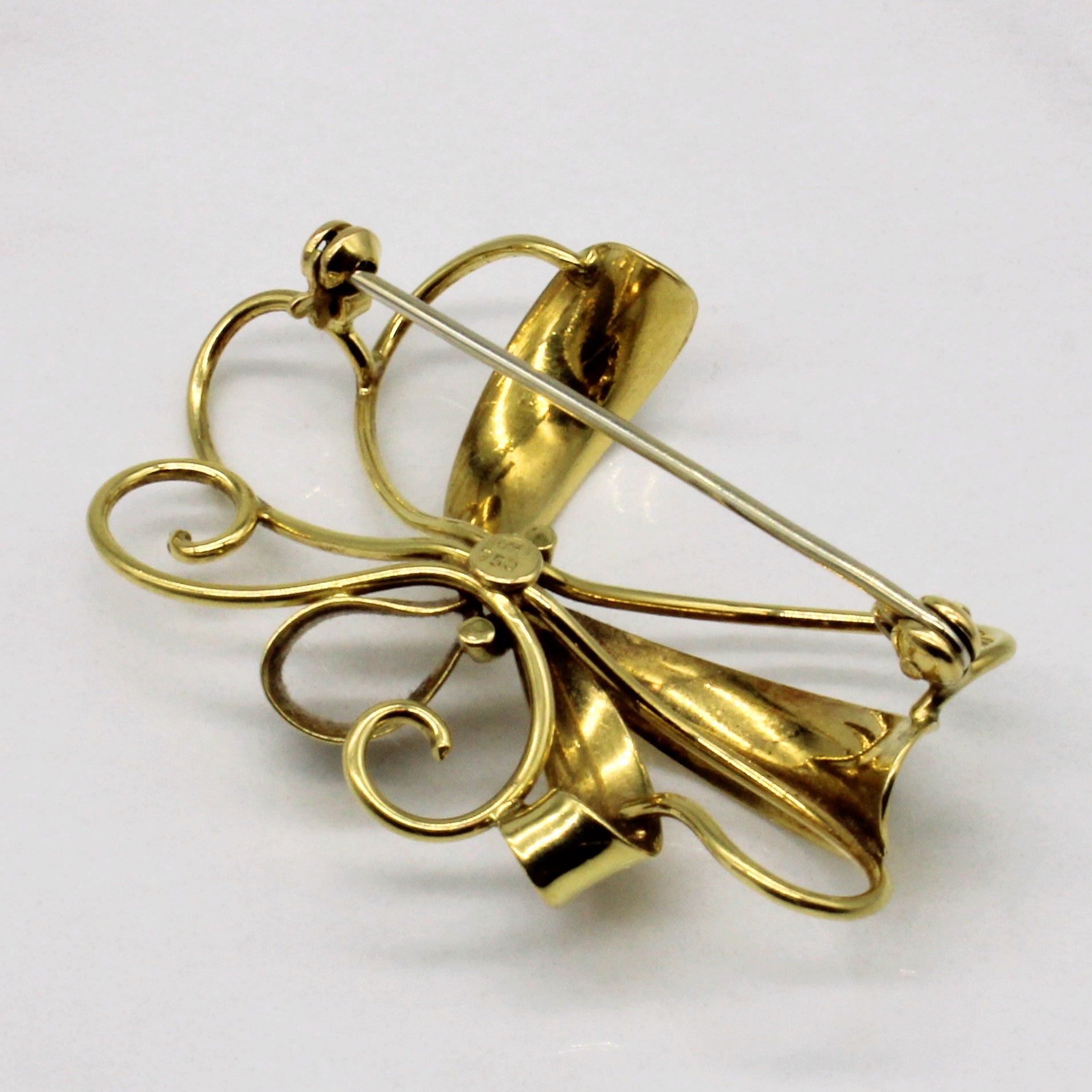 18k Yellow Gold Bow Brooch