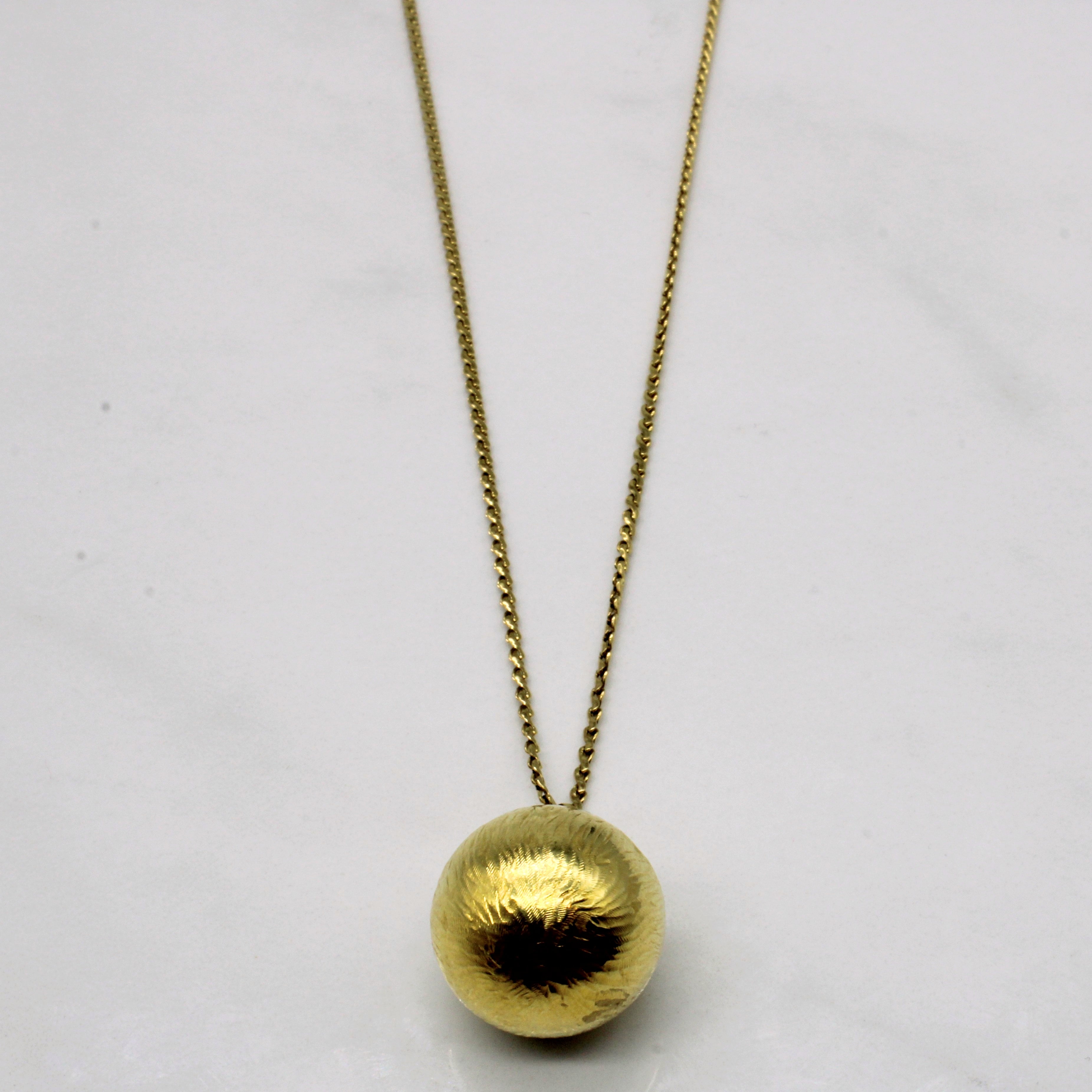 18k Yellow Gold Globe Pendant & Necklace | 25" |