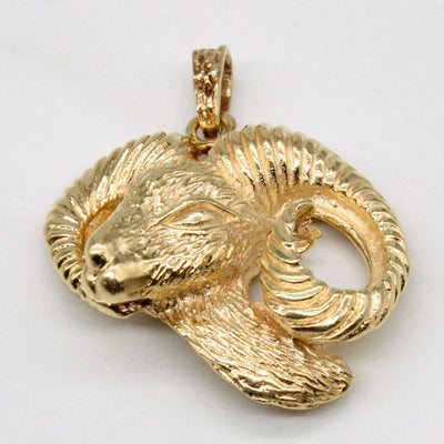 14k Yellow Gold Ram Head Pendant