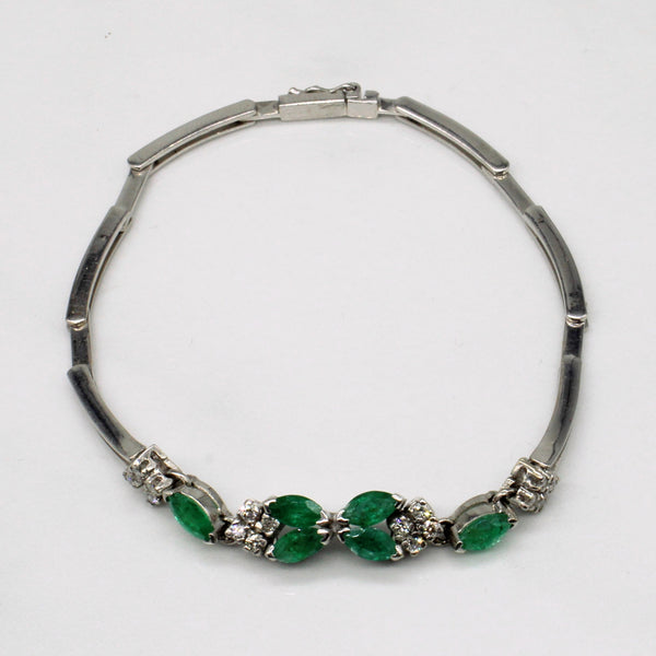 Emerald & Diamond Bracelet | 1.00ctw, 0.32ctw | 7