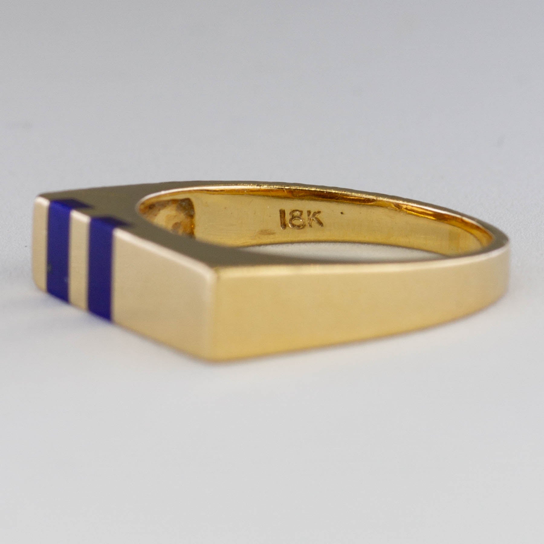 'Cavelti' Lapis Lazuli Gold Bar Ring | 0.30ctw | SZ 4.75 |