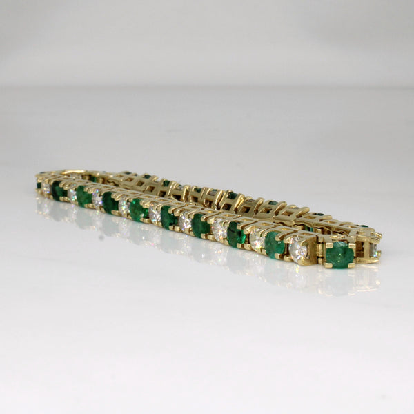 Diamond & Emerald Tennis Bracelet | 4.08ctw, 3.51ctw | 7