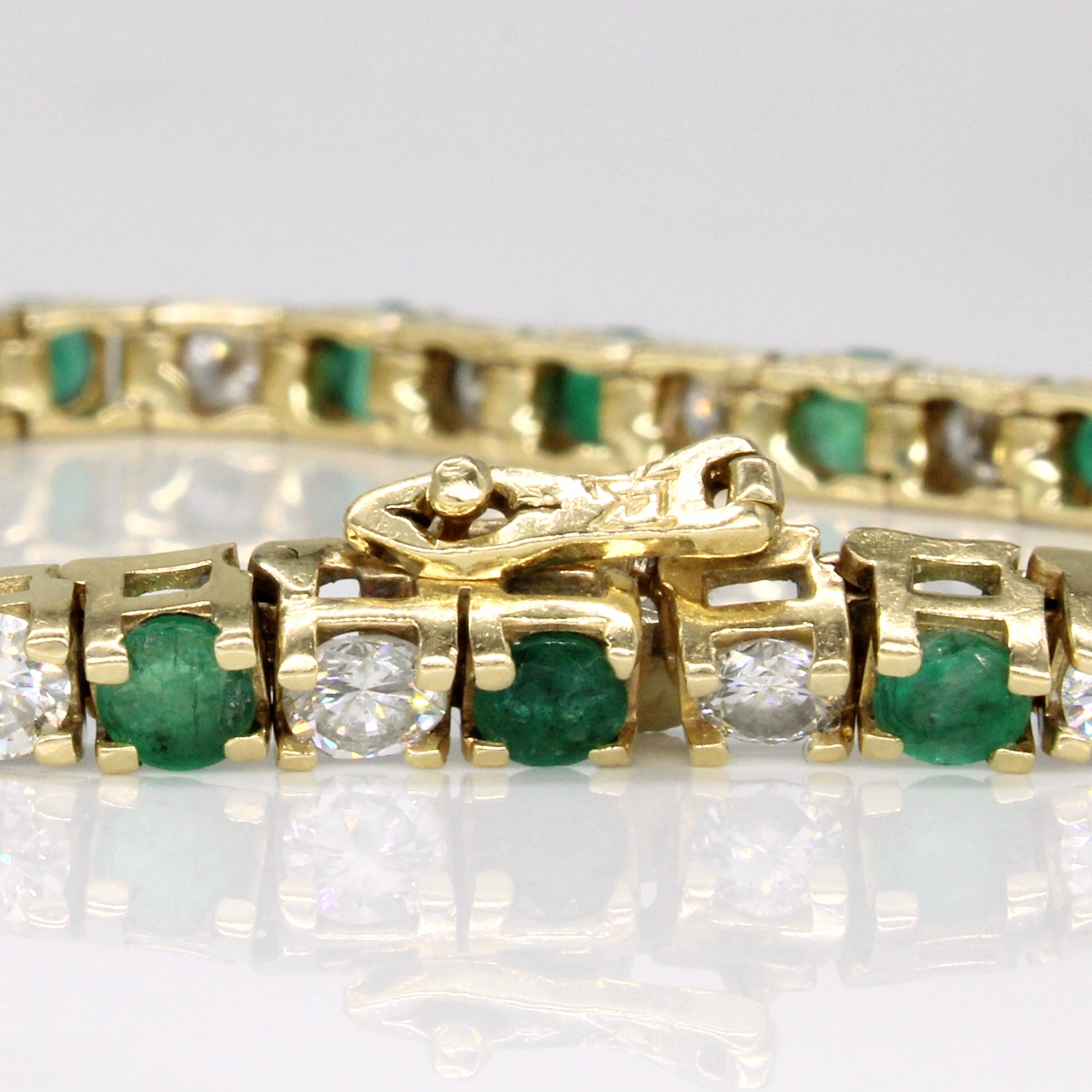 Diamond & Emerald Tennis Bracelet | 4.08ctw, 3.51ctw | 7" |