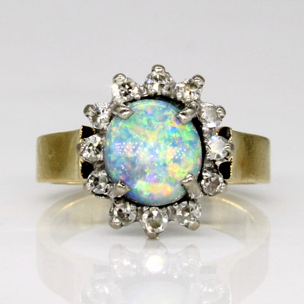 Opal & Diamond Halo Ring | 0.75ct, 0.18ctw | SZ 3.5 |