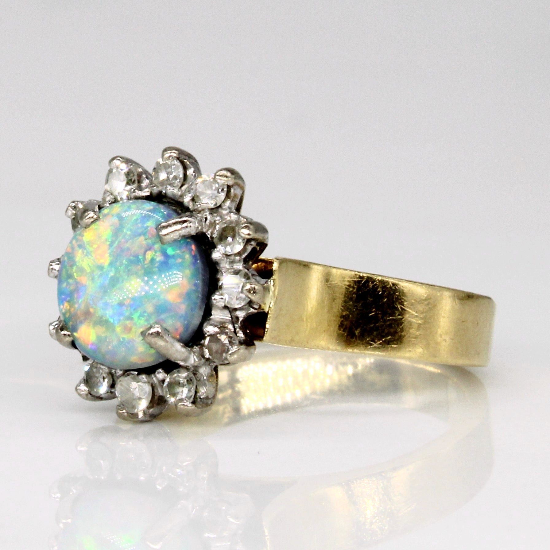 Opal & Diamond Halo Ring | 0.75ct, 0.18ctw | SZ 3.5 |