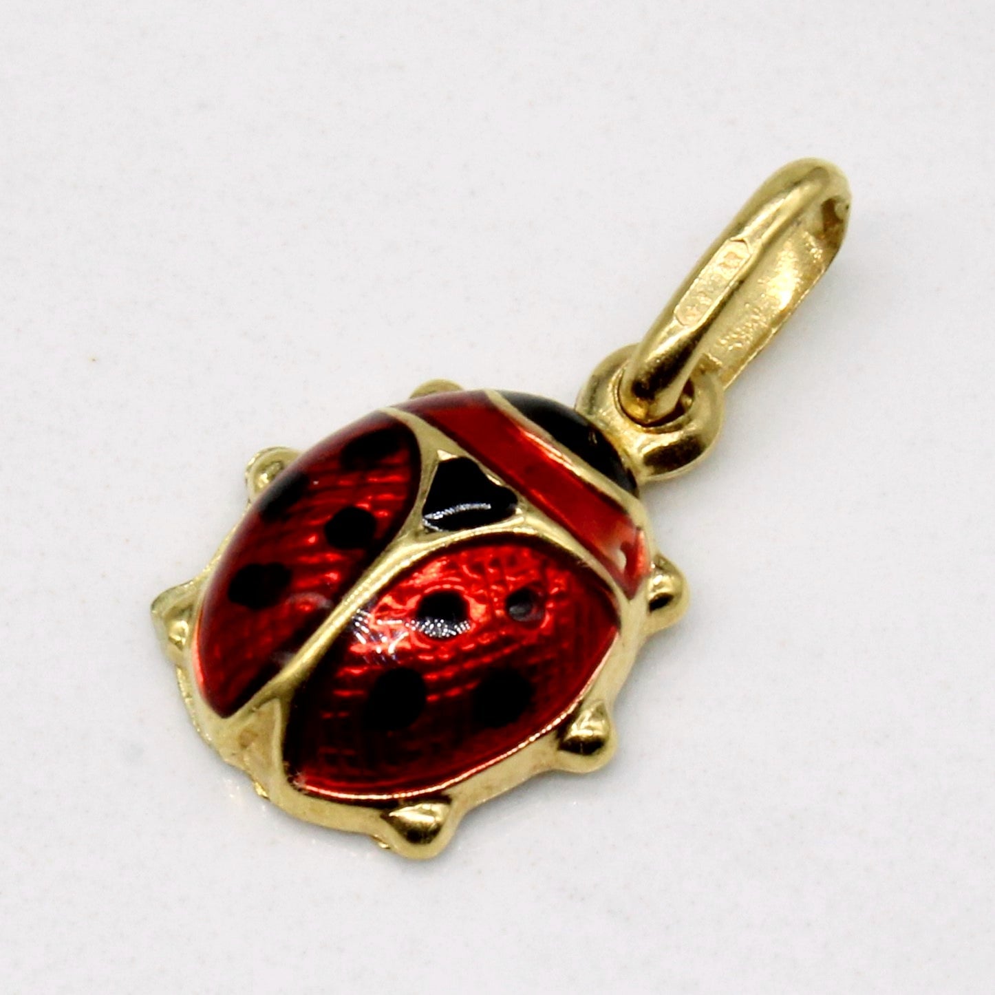 18k Yellow Gold Enamel Lady Bug Charm