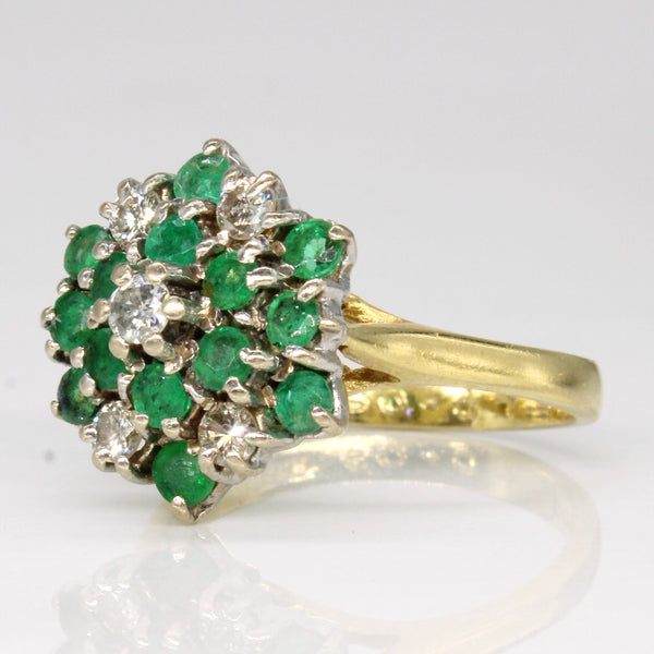 1977 London Emerald & Diamond Cluster Ring | 0.70ctw, 0.40ctw | SZ 7.25 |