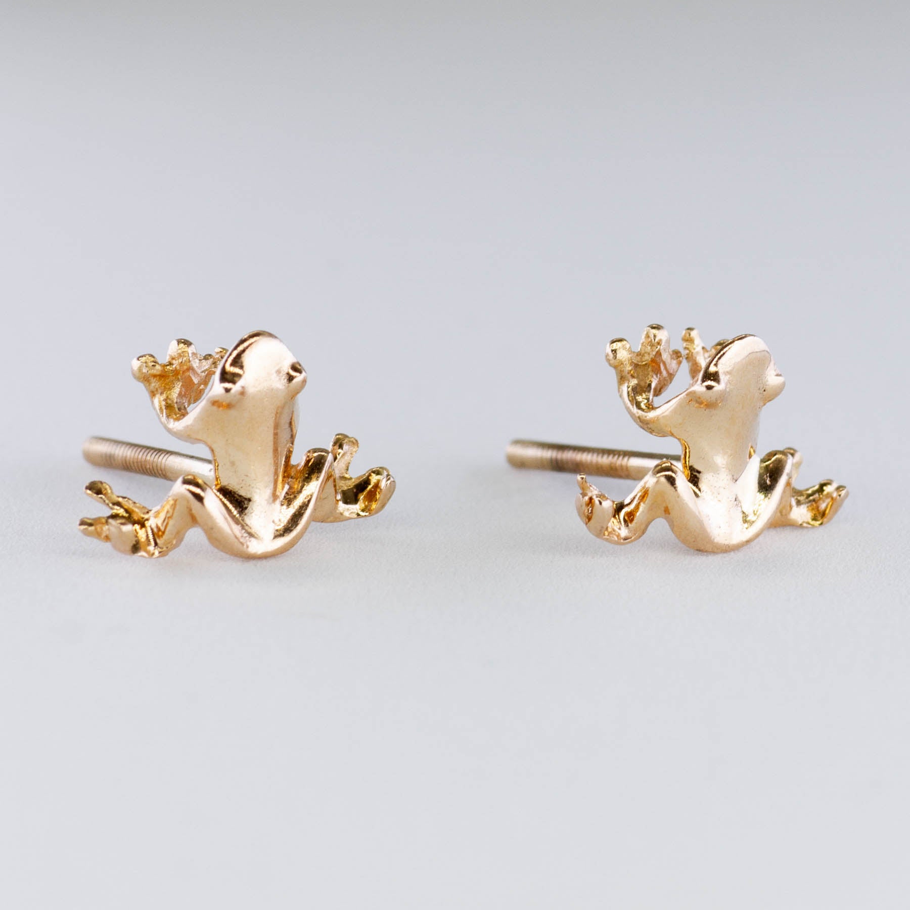 14k Yellow Gold Frog Stud Earrings |