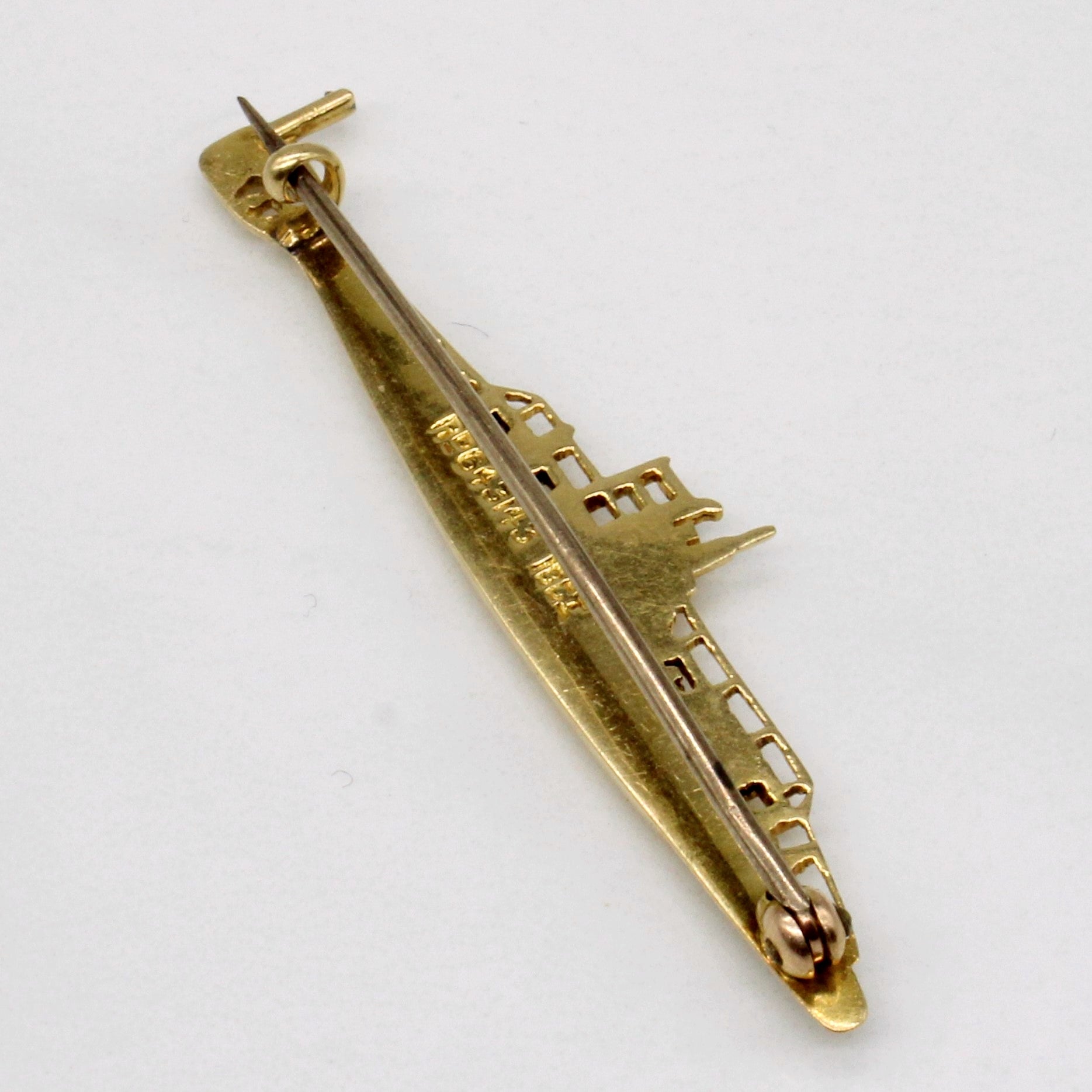 18k Yellow Gold Ship Brooch