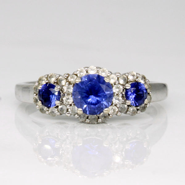 Synthetic Two Tone Sapphire Ring | 0.75ctw, 0.15ctw | SZ 7 |
