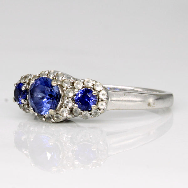 Synthetic Two Tone Sapphire Ring | 0.75ctw, 0.15ctw | SZ 7 |